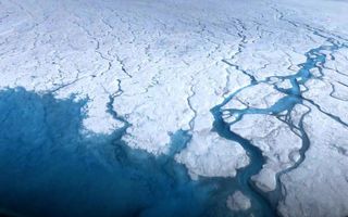 Streams and rivers cut through the Greenland ice sheet, pouring water into the Arctic Ocean.