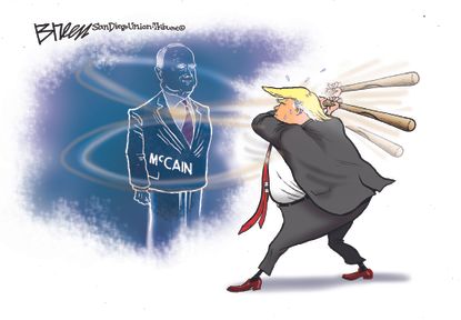 Political Cartoon U.S. Trump rips John McCain RIP War Hero Fox Business