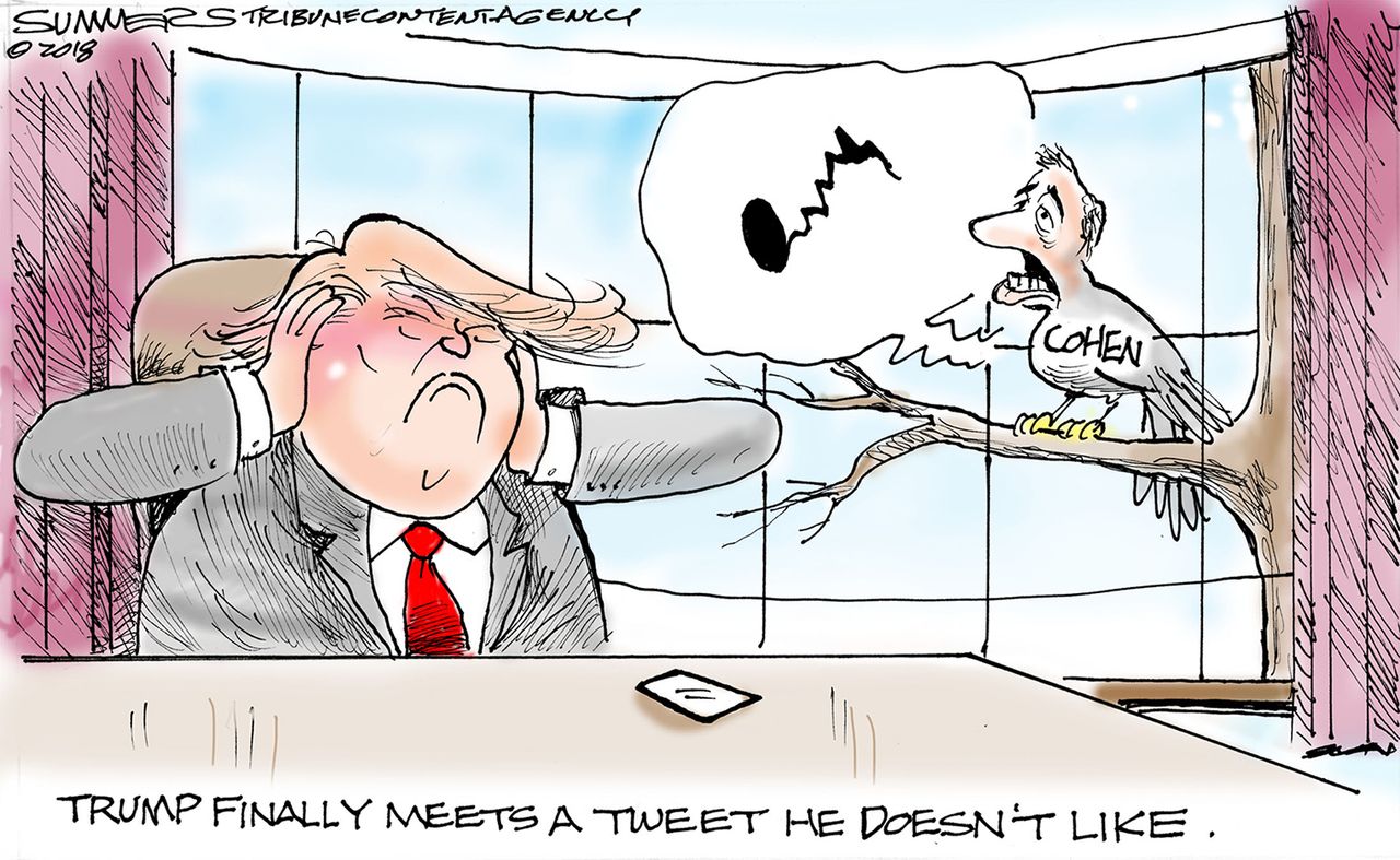 Political cartoon U.S. Trump Michael Cohen guilty tweet&amp;amp;nbsp;