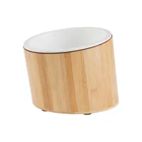 FRISCO Slanted Non-Skid Elevated Bamboo Melamine Bowl with Bamboo Stand, 6 cup