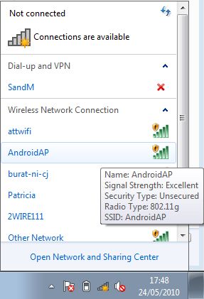 Andrroid 2.2 open hotspot