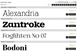A screenshot from 1001 Free Fonts, one of the best places to download free fonts