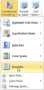 Excel Tutorial 1 - Choose icon sets from conditional formatting