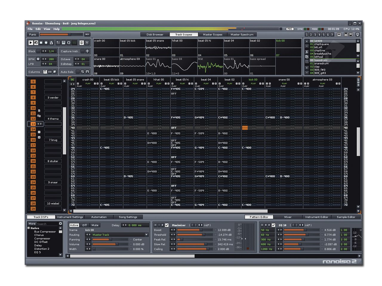 Renoise can look more like a spreadsheet than a music-making app at times.