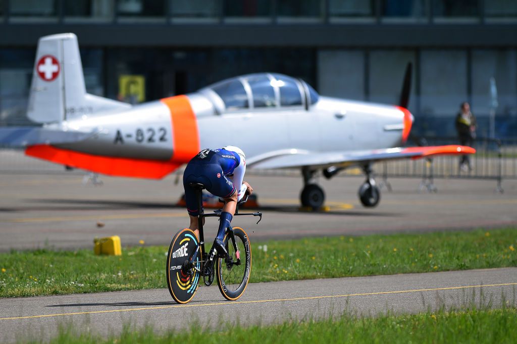 LAUSANNE SWITZERLAND APRIL 26 Ethan Vernon of United Kingdom and Team QuickStep Alpha Vinyl sprints during the 75th Tour De Romandie 2022 Prologue a 512km individual time trial from Lausanne to Lausanne ITT TDR2022 on April 26 2022 in Lausanne Switzerland Photo by Dario BelingheriGetty Images