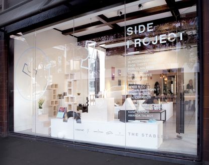 Window of the Sydney showcase popup with various designs inside.