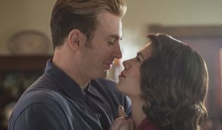 Chris Evans and Hayley Atwell as Steve and Peggy at the end of Avengers: Endgame