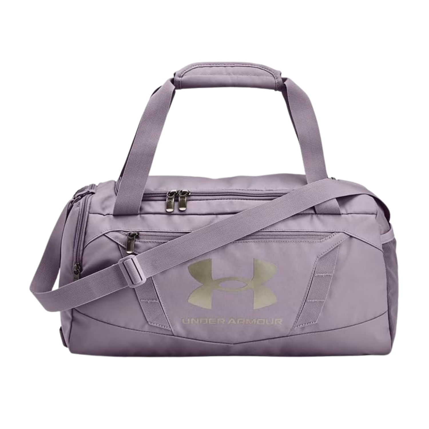 A purple duffel bag
