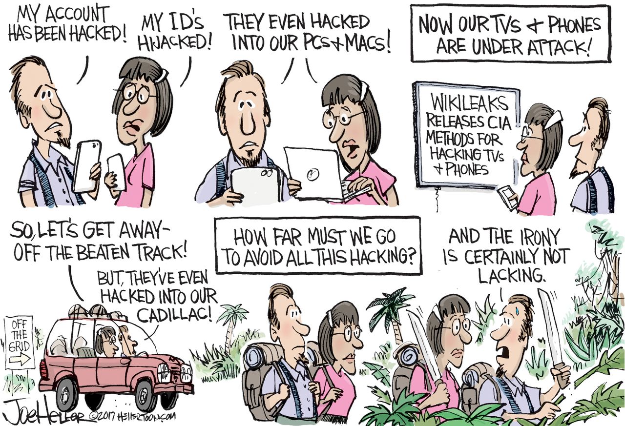 &amp;amp;nbsp;Political Cartoon U.S. Hacking CIA Wikileaks Phone TV