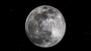 An illustration of the night sky on Feb. 4 showing the nearly full moon.