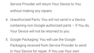 The old Google repair terms and condition.