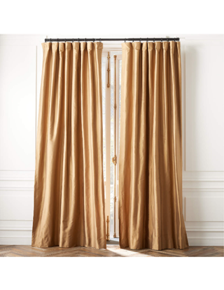 Warm camel curtains.