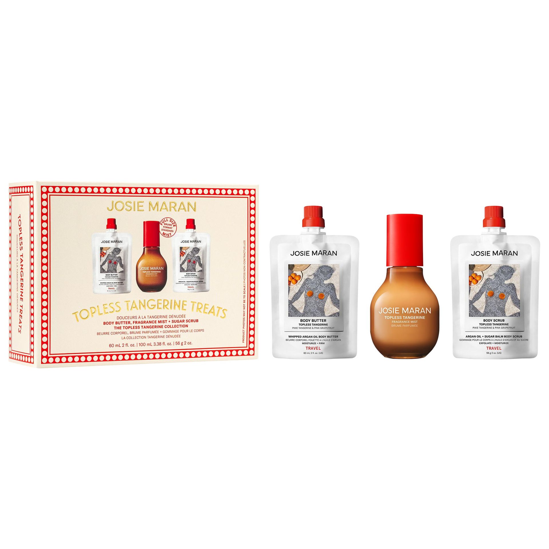 Topless Tangerine Treats Body Butter, Fragrance Mist, Sugar Scrub Gift Set
