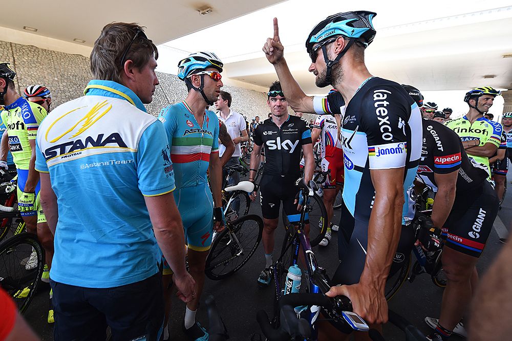 Tom Boonen (Etixx-QuickStep) and Vincenzo Nibali (Astana)