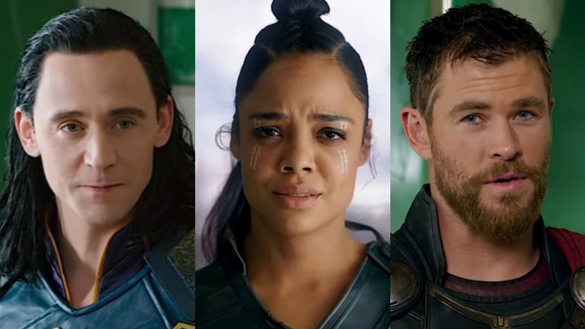 From left to right: Tom Hiddleston as Loki, Tessa Thompson as Valkyri and Chris Hemsworth as Thor in Thor: Ragnarok. 