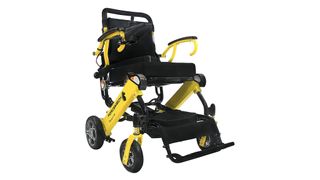 Best electric wheelchairs: The ForceMech Voyager R2 in black with yellow trim