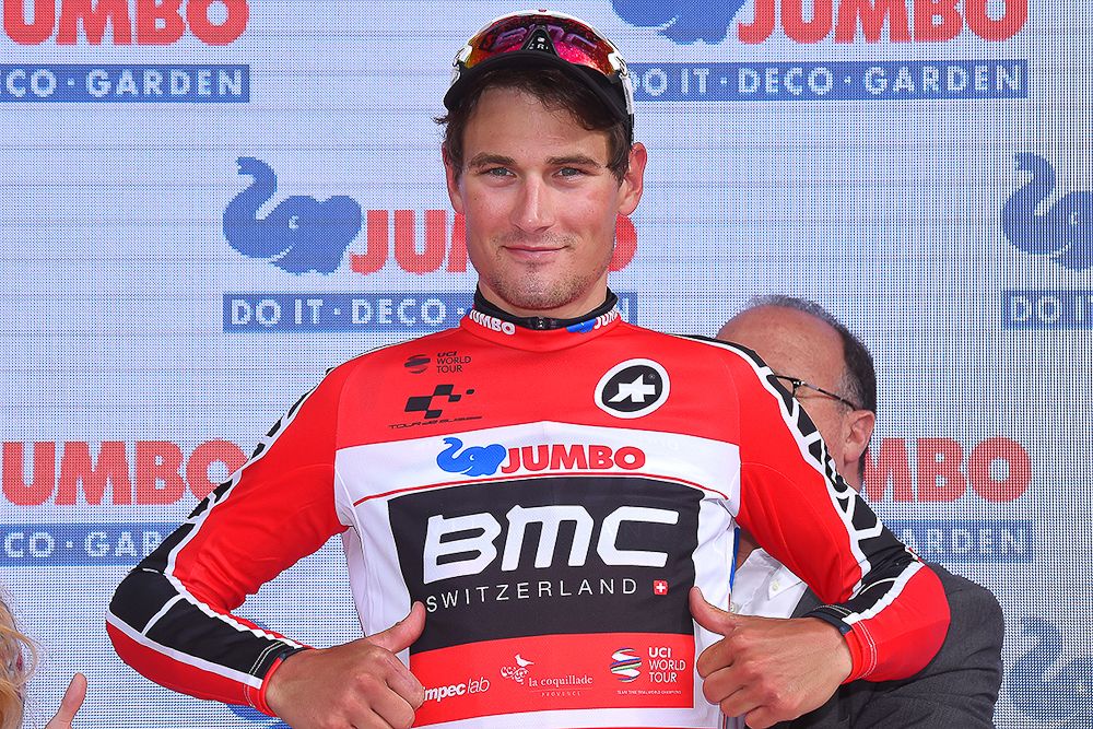 Silvan Dillier on the Tour de Suisse podium after stage 4