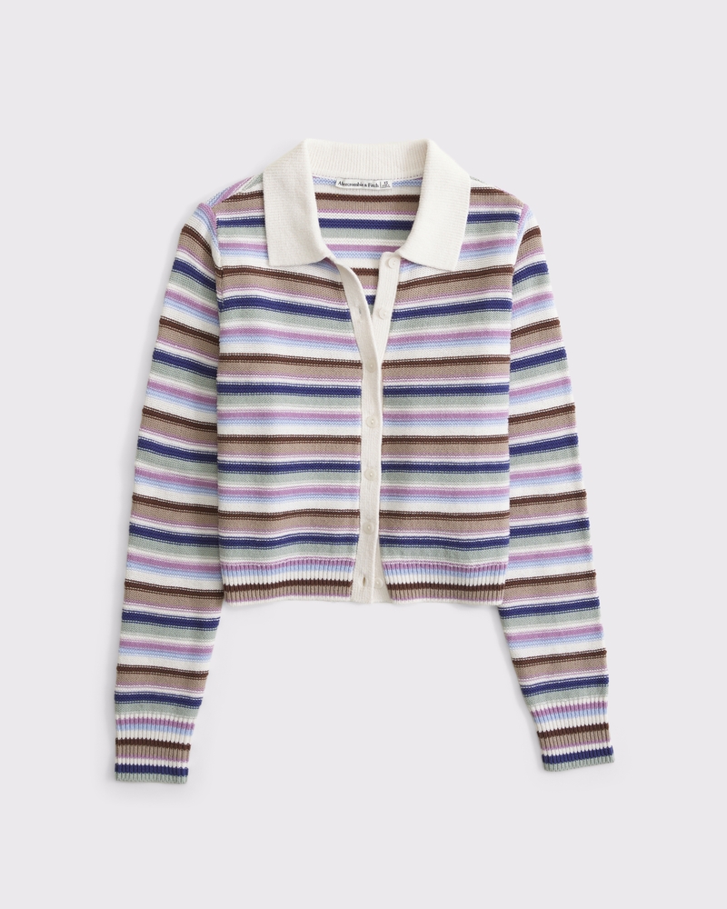 Crochet-Style Collared Cardigan