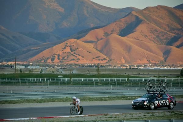 Francisco Mancebo (Rock Racing) finishes off his ride in the setting sun.