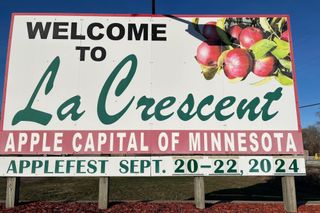 A picture of the La Crescent Applefest sign