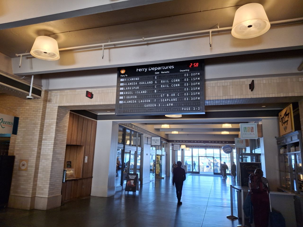 A ferry departure board inside the Ferry Building shot by the Galaxy A35