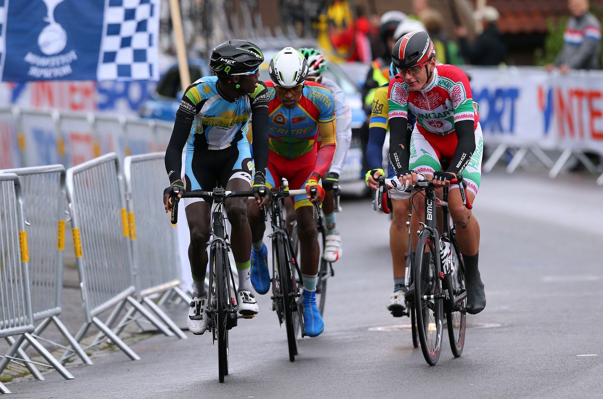Samuel Mugisha (Rwanda) leading the break
