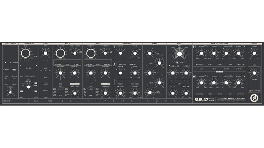 The Moog Sub 37, not in quite all of its glory.