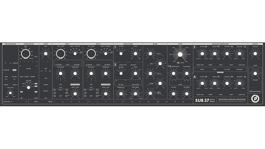 The Moog Sub 37, not in quite all of its glory.