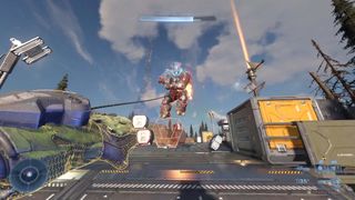 Halo Infinite campaign grappleshot hitting Brute