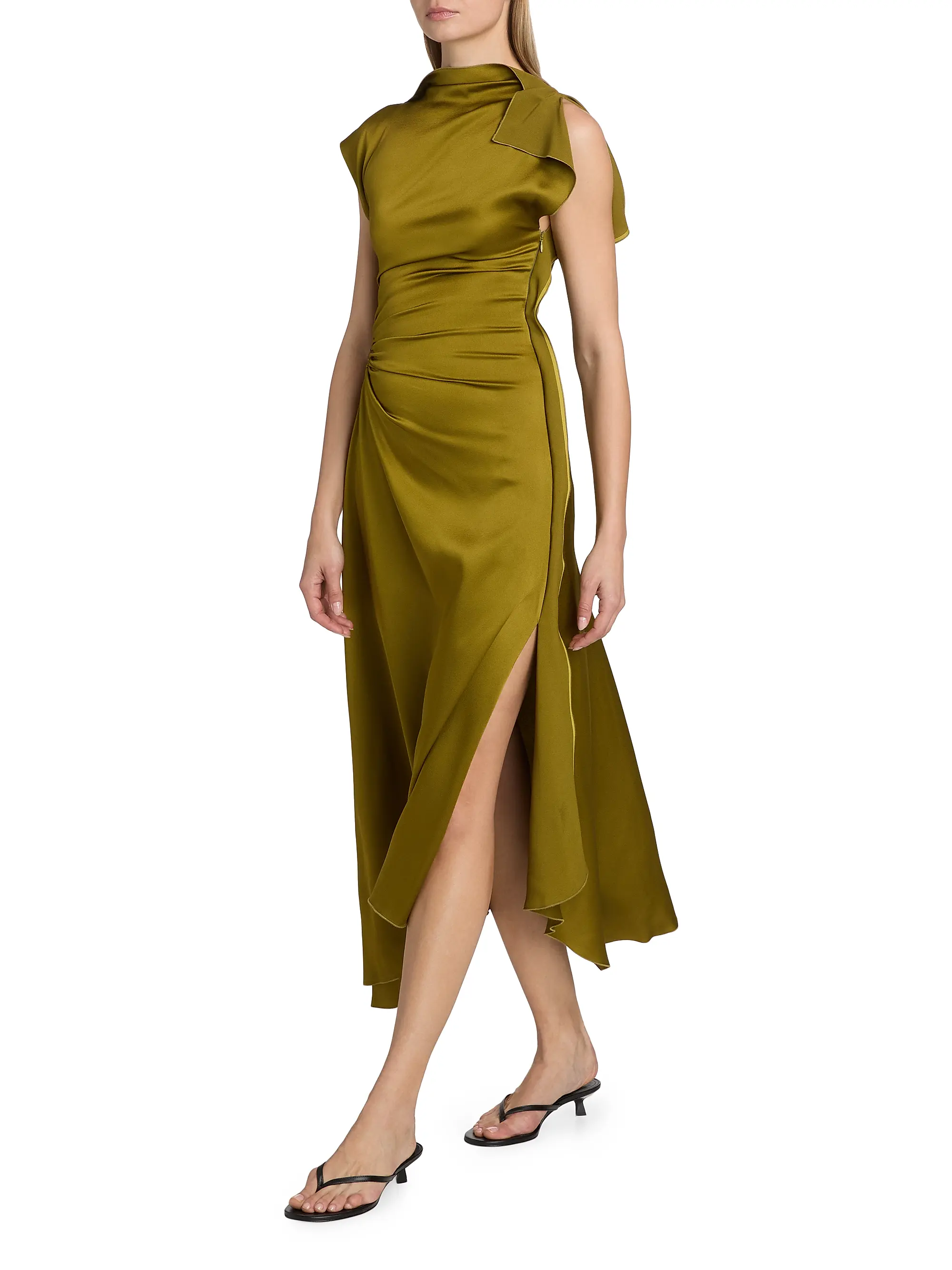 Drape Bias-Cut Midi-Dress