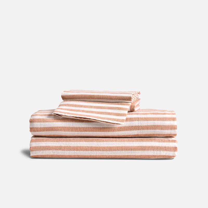 Brooklinen striped linen sheet set