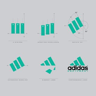 The creation of the Adidas Equipment logo - click to enlarge (image via http://sizestores.co.uk/hq/)