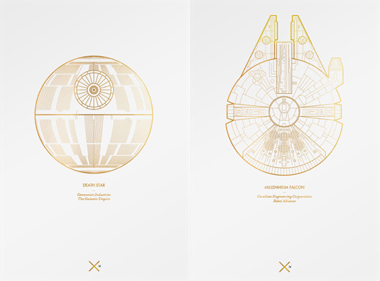 death star and millenium falcon
