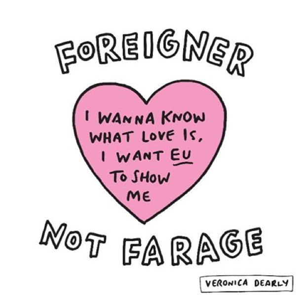 Illustrator Veronica Dearly makes her opinion clear with this 'love not leave' drawing