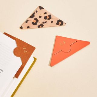 personalised gifts - three triangular corner bookmarks in different colours and prints