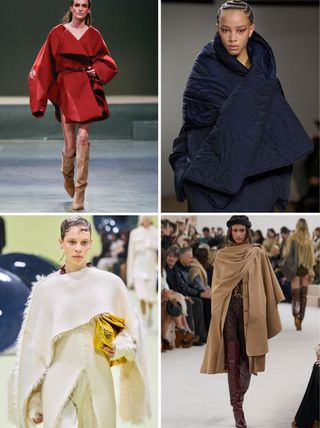 Elegant coat trends: shawl coats on the AW24 runways