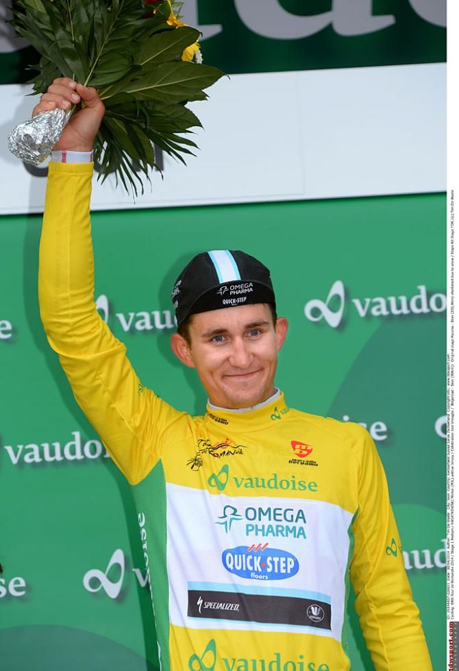 Michal Kwiatkowski (Omega Pharma-QuickStep) on the podium