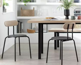 Best contemporary dining chairs in dining room around a table metal legs and wooden table