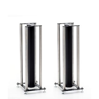 A pair of Custom Design FS104 Signature speaker stands on a white background