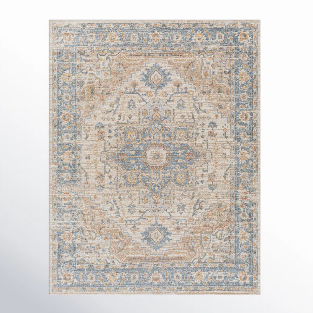 Vintage style blue and beige rug