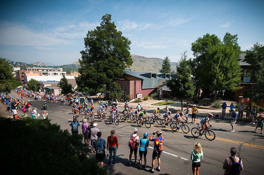 The field rolls past some spectators in Downtown Golden.