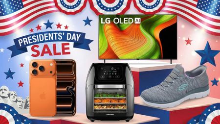 Collage of items on sale for Presidents Day