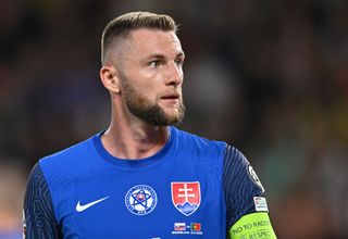 Slovakia Euro 2024 squad Milan Skriniar of Slovakia looks on during the UEFA EURO 2024 European qualifier match between Slovakia and Portugal at Tehelne pole on September 8, 2023 in Bratislava, Slovakia. (Photo by Sebastian Frej/MB Media/Getty Images)