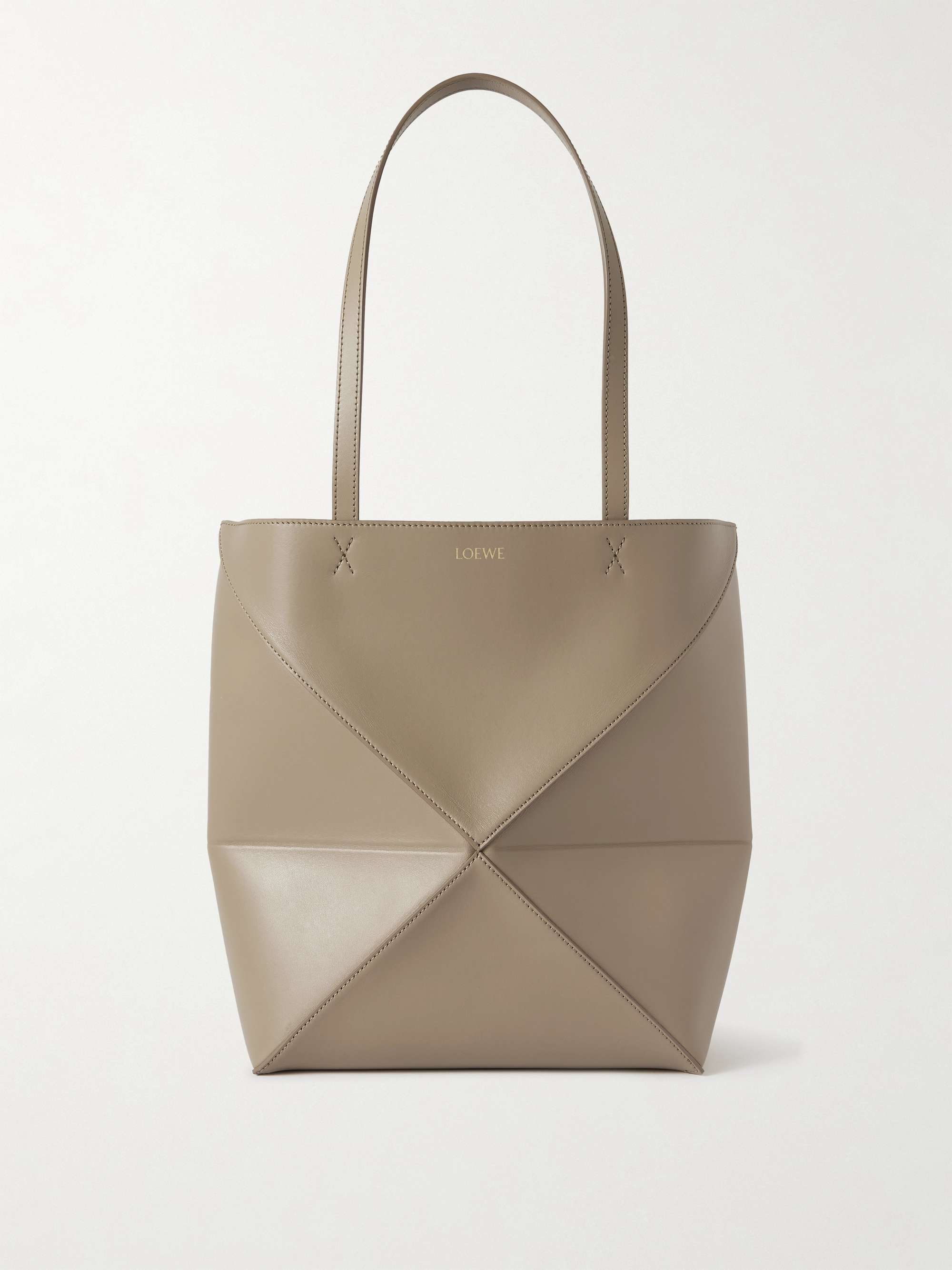 Puzzle Fold Convertible Medium Leather Tote
