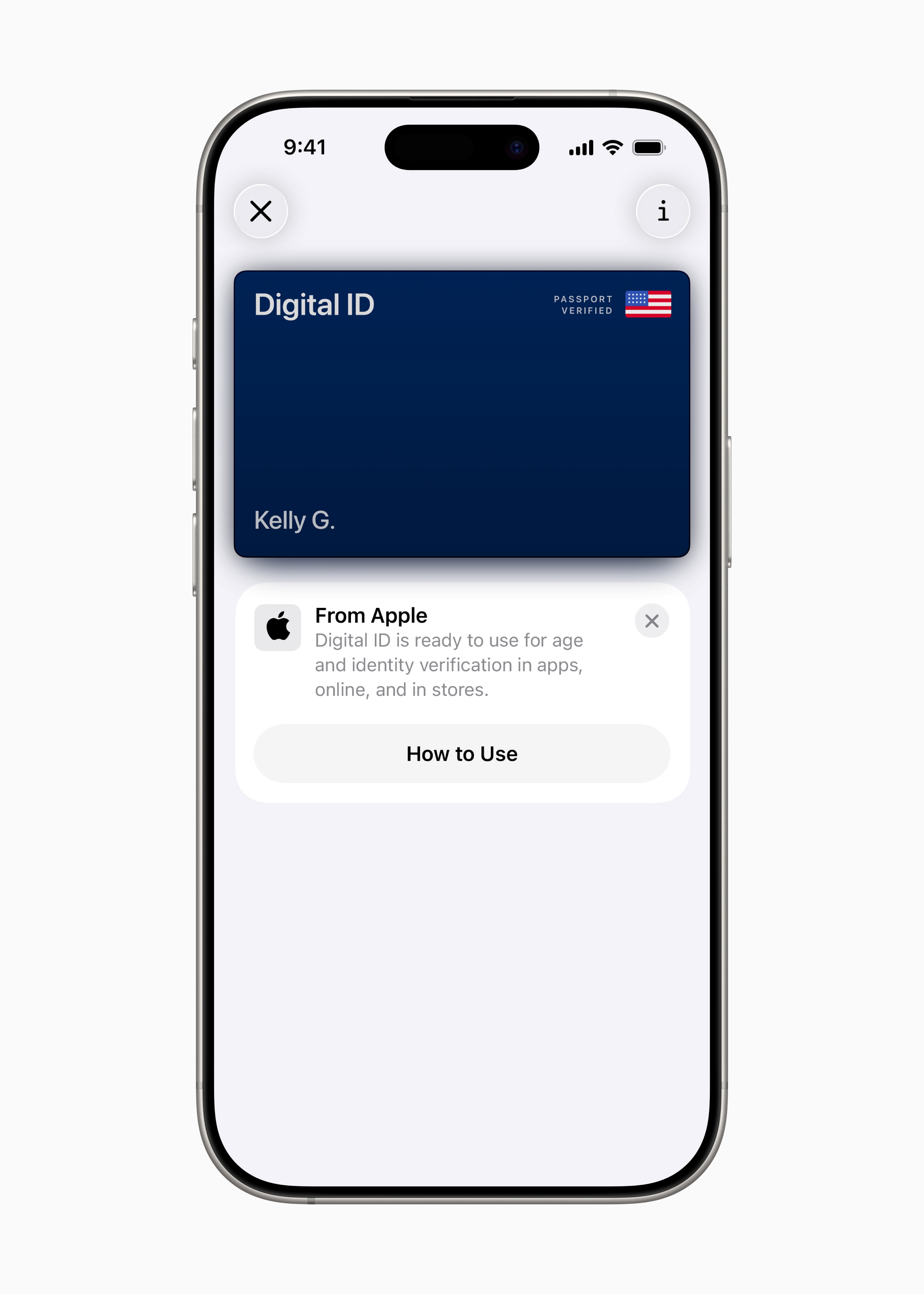 An example of a digital ID in Apple Wallet on iPhone.