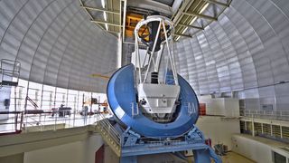 A view inside the dome at the Mayall Telescope near Tucson, Arizona, which will house the Dark Energy Spectroscopic Instrument (DESI).
