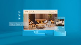 Image of Wix Hotels solution on blue background
