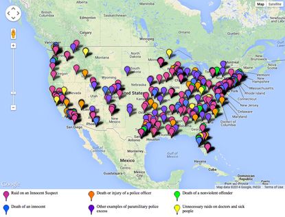 This interactive map of paramilitary police raids is terrifying and depressing