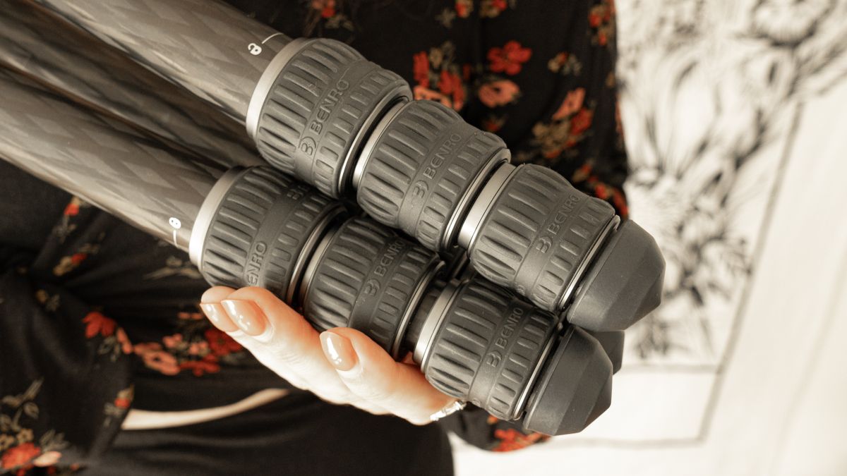 Rubber twist locks and feet of the Benro Rhino travel tripod