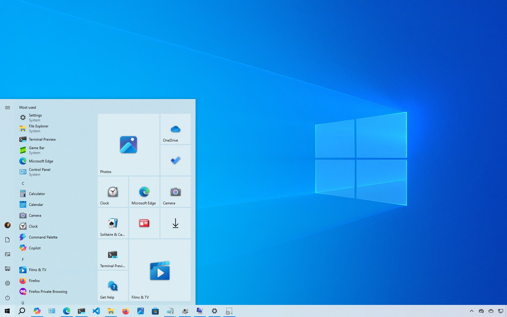 Windows 10 desktop with Start menu